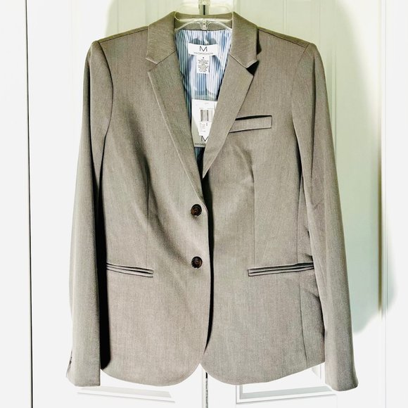 Career Blazer by Magaschoni Lined 2-Button in Heathered Gray (8) New with Tag - Picture 3 of 12
